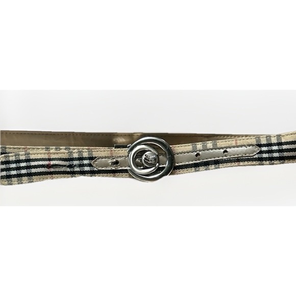 BURBERRY Canvas Belt Nova Check Plaid Made in Italy D-Ring Size 32 See Pics main image 9